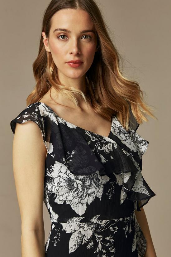Wallis Black Floral Print Ruffle Midi Dress 3