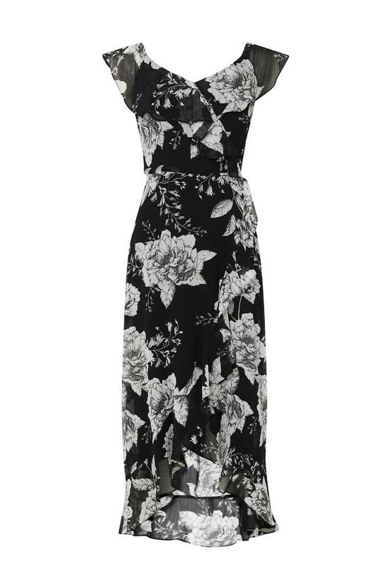 Wallis Black Floral Print Ruffle Midi Dress 4