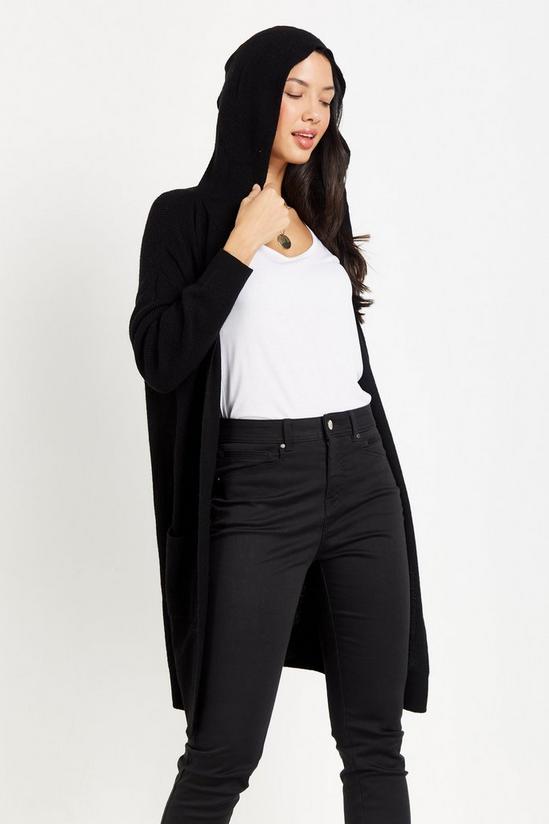 Wallis Black Knitted Hooded Cardigan 1