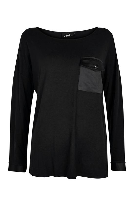 Wallis Black Long Sleeve Pocket T-Shirt 4