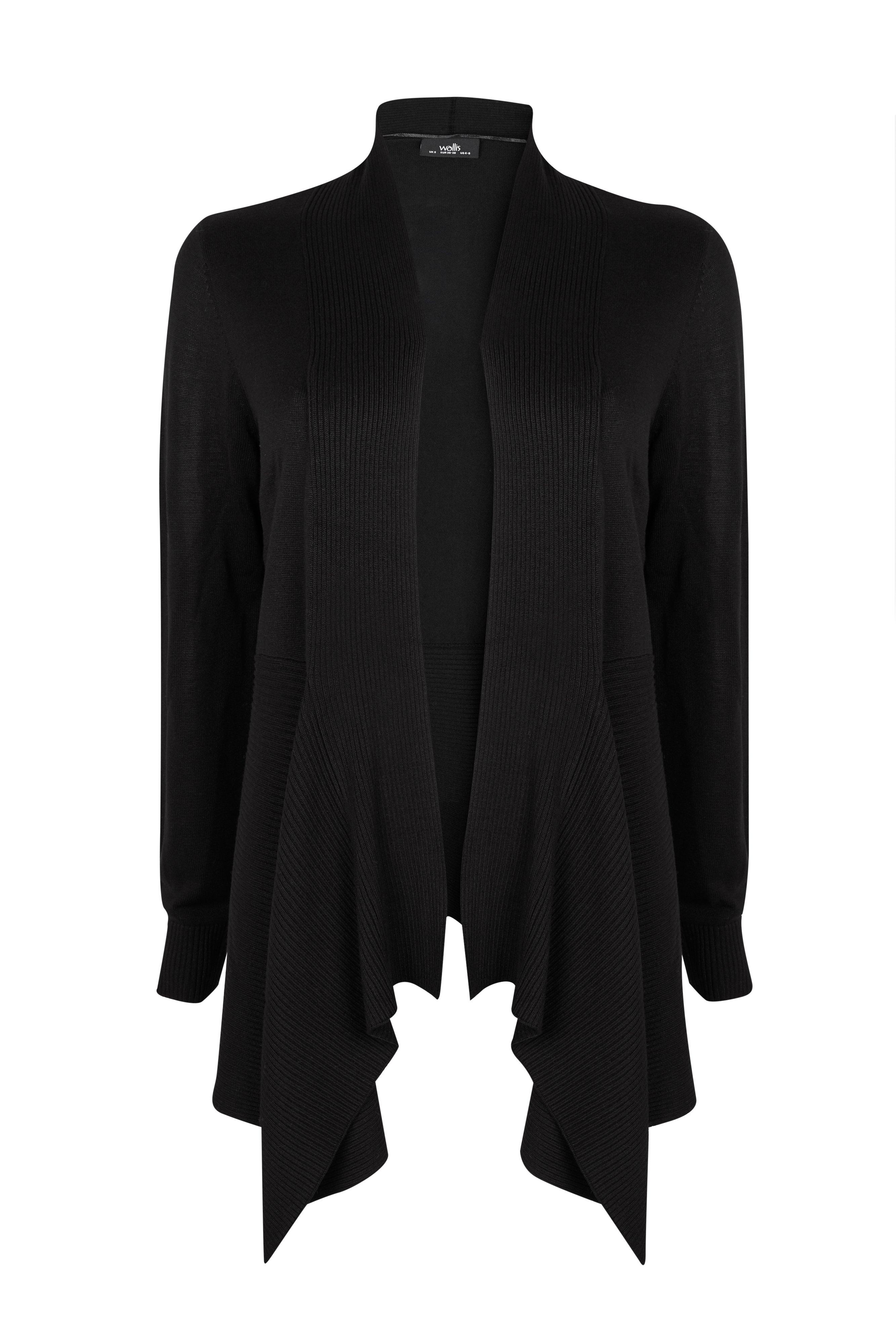 Black wool 2025 waterfall cardigan