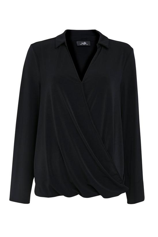 Wallis Black Collar Wrap Shirt 4