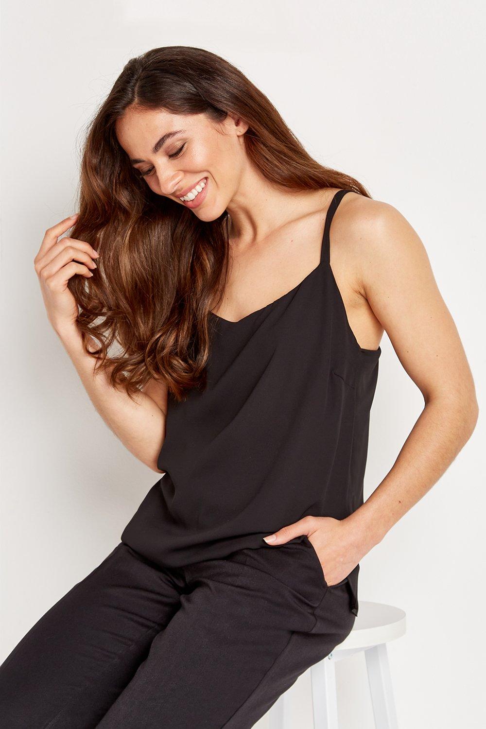 Tops, Black Scoop Neck Strappy Camisole Top