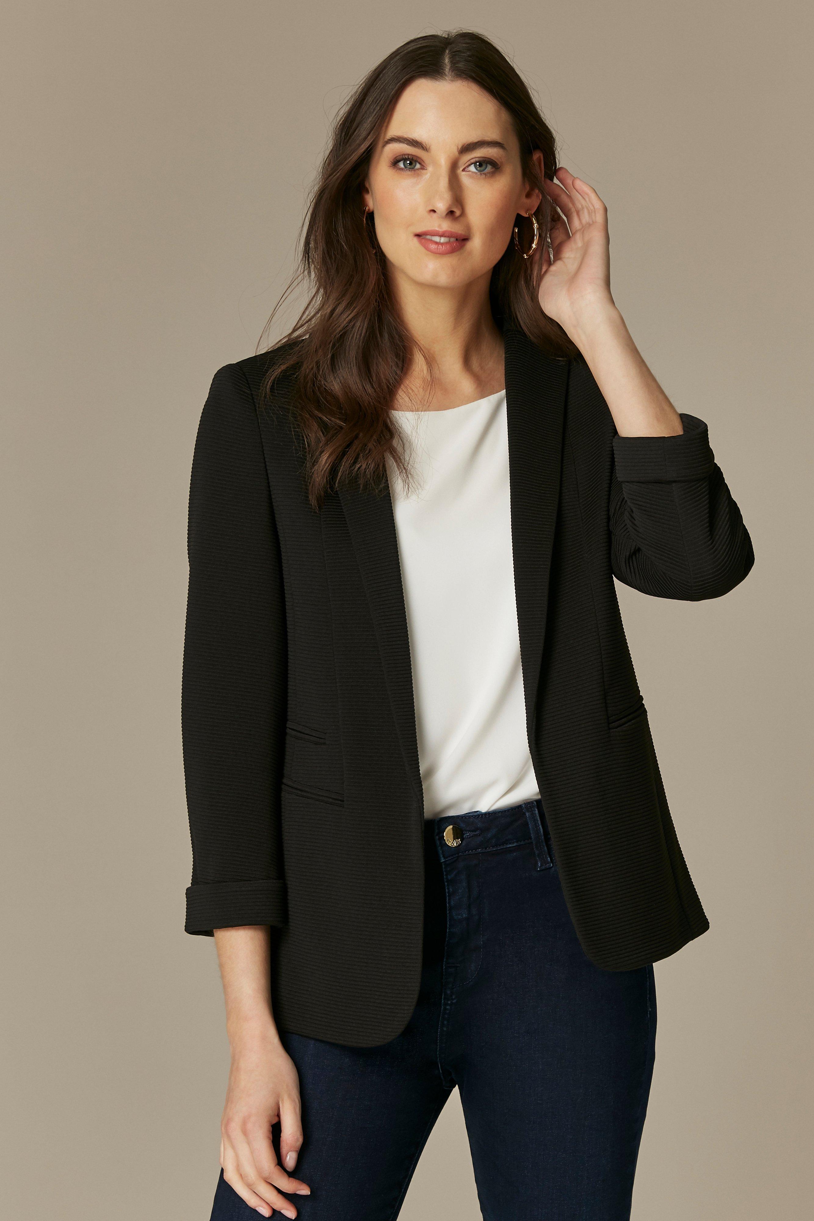 Wallis black ribbed blazer sale