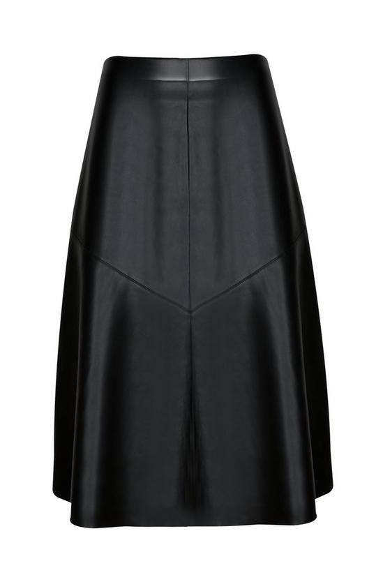 Wallis Black Faux Leather A-Line Skirt 4