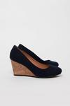 Wallis WIDE FIT Navy Wedge Heeled Shoes thumbnail 1