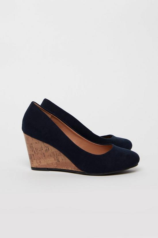 Wallis WIDE FIT Navy Wedge Heeled Shoes 1