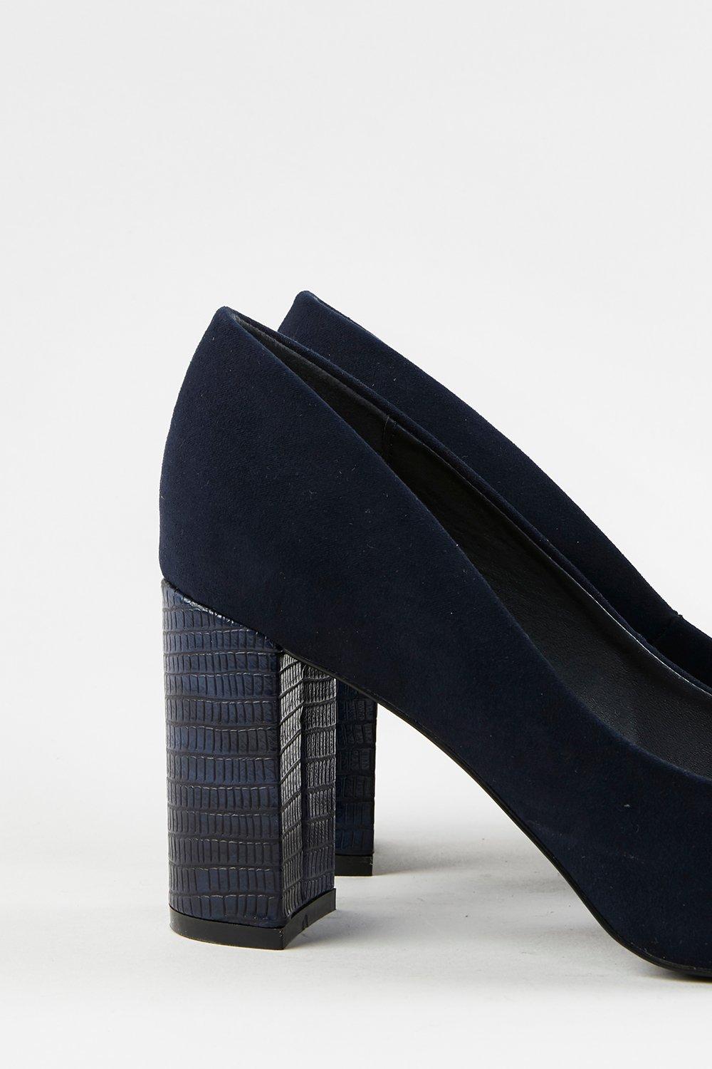 Navy wide fit hot sale block heels