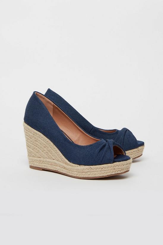 Wallis WIDE FIT Navy Knot Front Espadrille Wedge 1