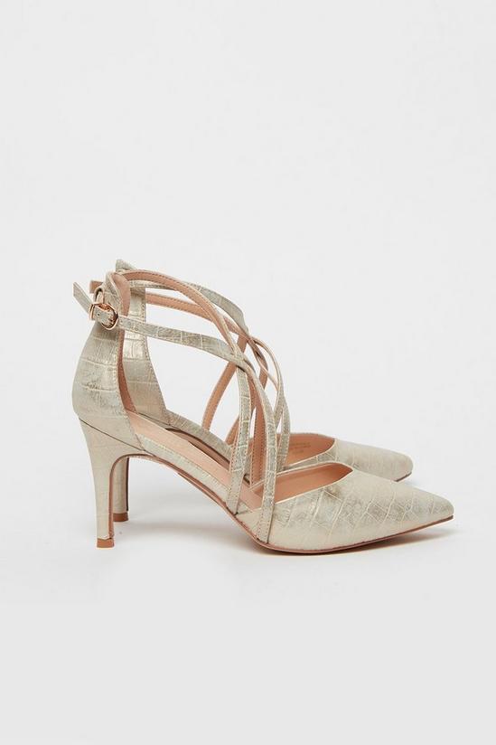 Wallis Gold Strappy Pointed Heels 2