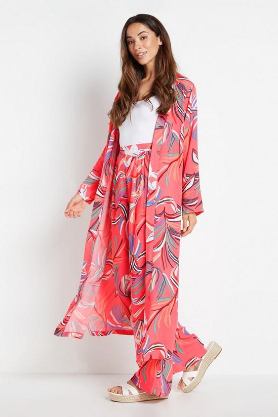 Wallis Pink Print Long Line Kimono Jacket 2