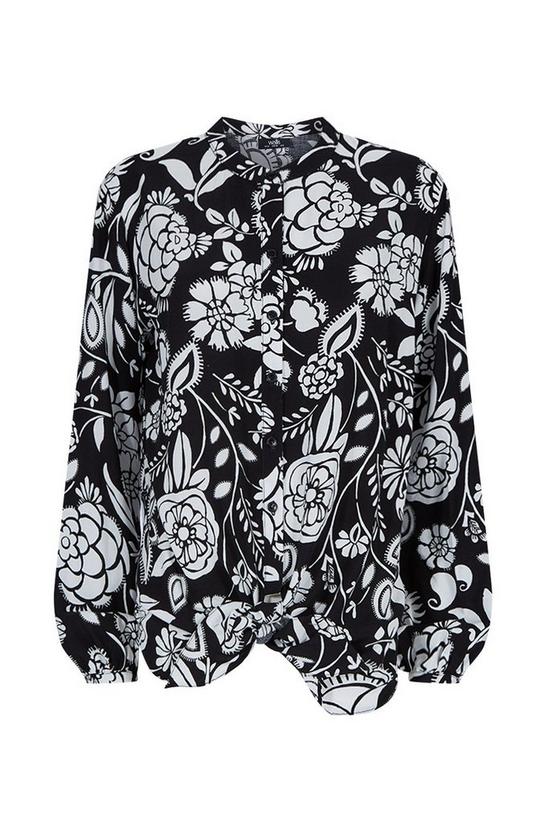 Wallis Mono Floral Tie Hem Shirt 5