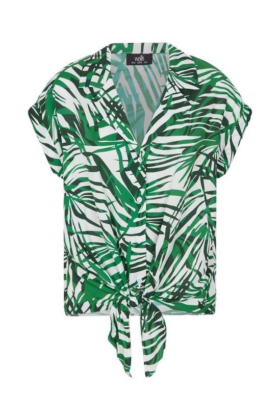 Wallis Green Palm Print Tie Hem Shirt 5
