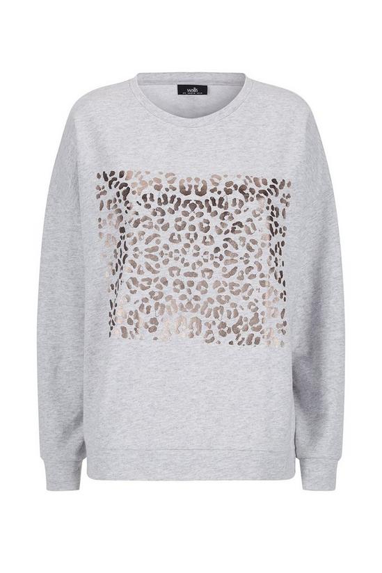 Wallis Grey Metallic Animal Print Sweatshirt 3
