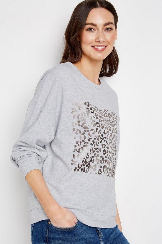 Wallis Grey Metallic Animal Print Sweatshirt 5