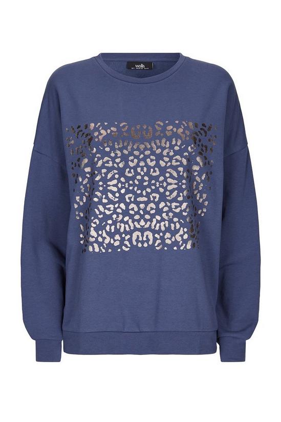 Wallis Blue Metallic Animal Print Sweatshirt 3
