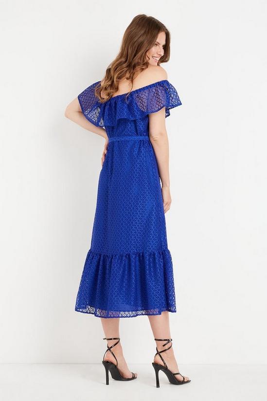 Wallis Blue Geo Lace Bardot Tiered Dress 3