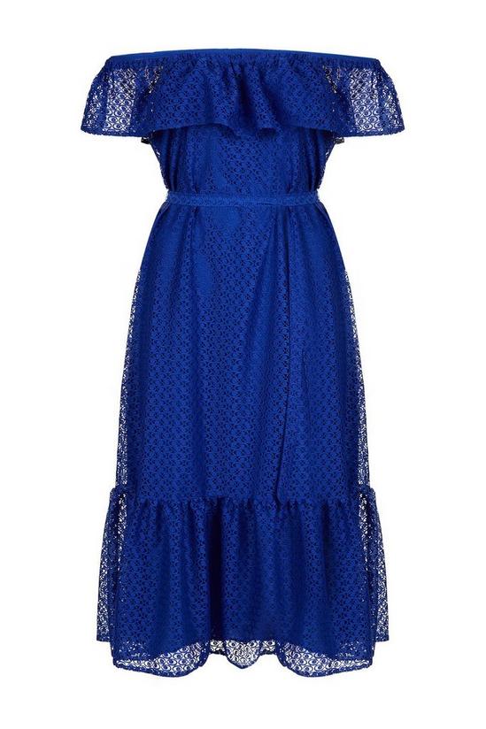 Wallis Blue Geo Lace Bardot Tiered Dress 5