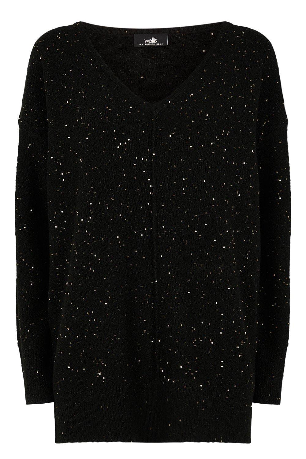 Sequin V Neck Jumper