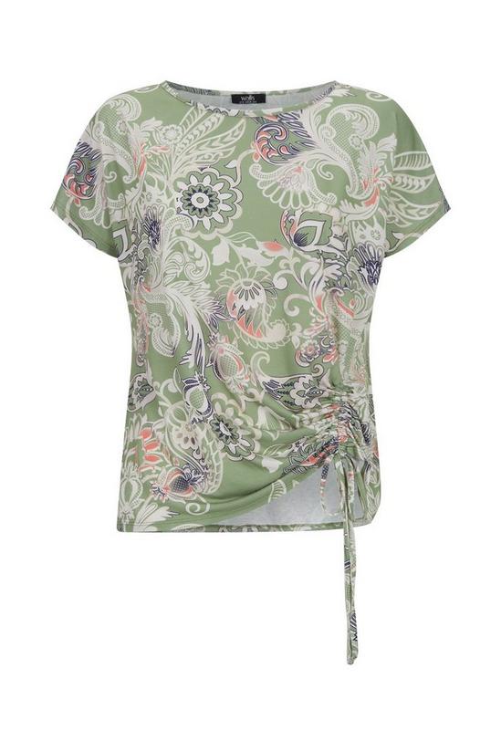 Wallis Khaki Paisley Tie Front T-shirt 5