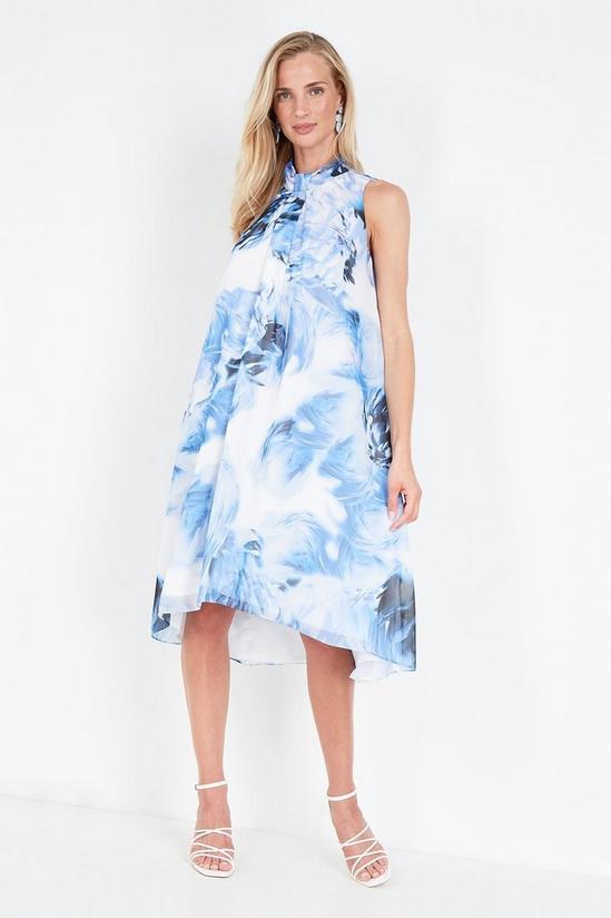 Wallis Blue Blurred Floral Halter High Low Dress 2