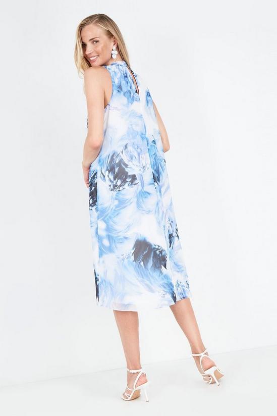 Wallis Blue Blurred Floral Halter High Low Dress 3