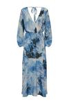 Wallis Blue Blurred Floral Cold Shoulder Maxi Dress thumbnail 5