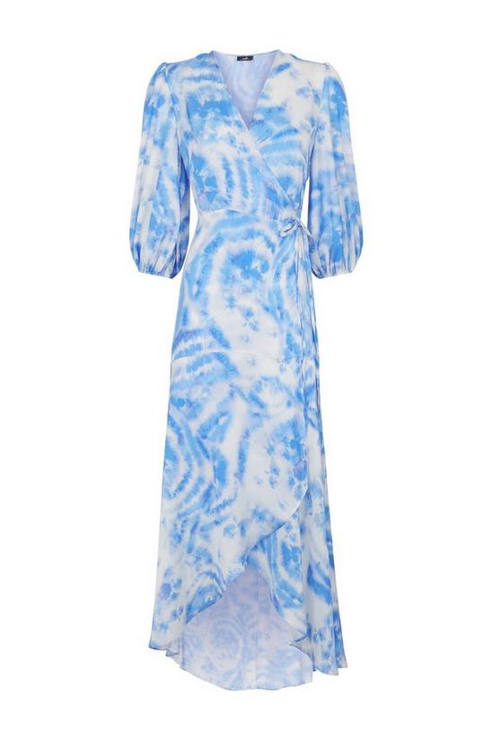 Wallis Blue Tie Dye Volume Wrap Midi Dress 5