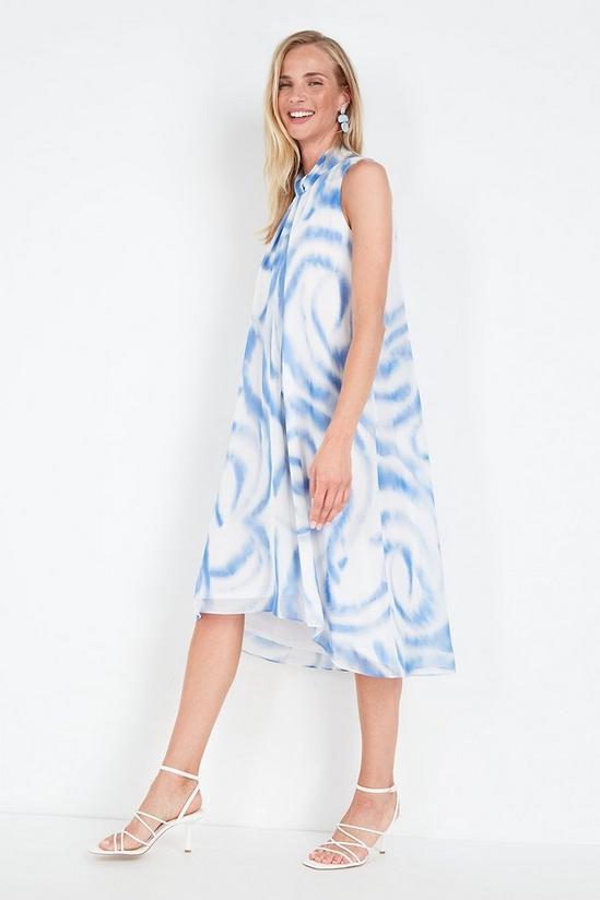 Wallis Blue Graphic Tie Dye Halter High Low Dress 1