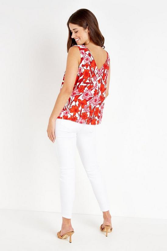 Wallis Red and Pink Floral Sleeveless Ruffle Top 3