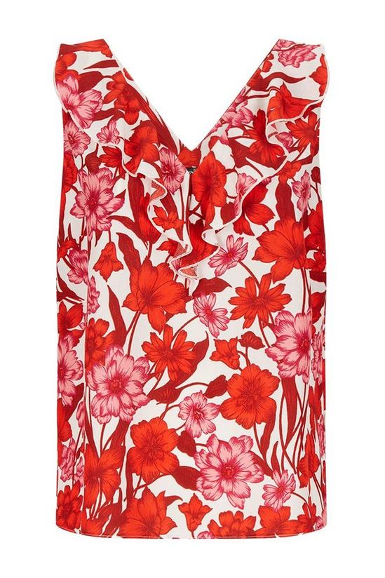 Wallis Red and Pink Floral Sleeveless Ruffle Top 5