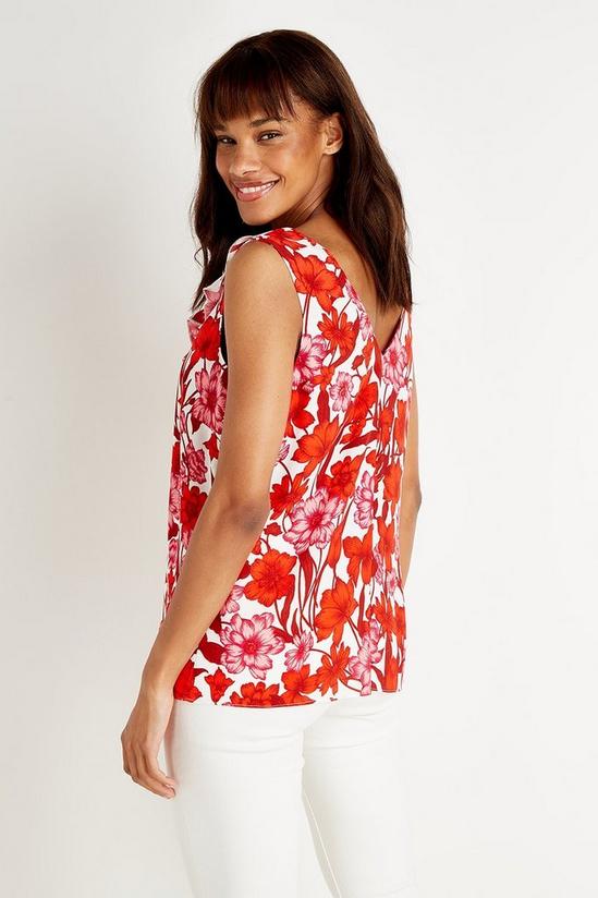 Wallis Tall Red and Pink Floral Sleeveless Ruffle Top 3