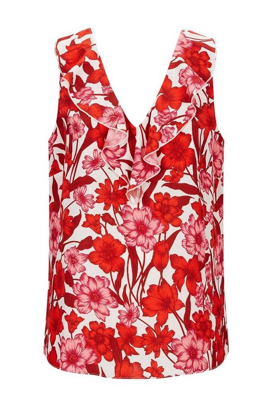 Wallis Tall Red and Pink Floral Sleeveless Ruffle Top 5