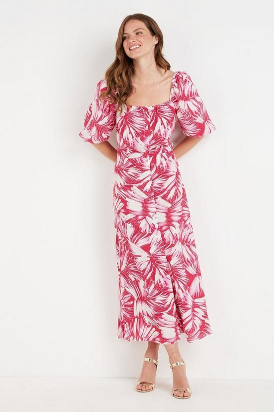 Wallis Tall Pink Palm Square Neck Dress 2