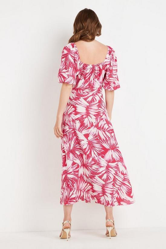 Wallis Tall Pink Palm Square Neck Dress 3