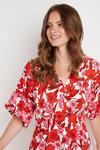 Wallis Tall Red And Pink Floral Kimono Sleeve Dress thumbnail 4