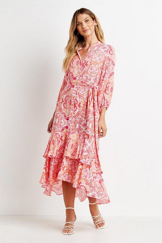 Wallis Pink Paisley Layered Hem Dress 1