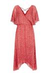 Wallis Tall Red Ditsy Metallic Cape Sleeve Dress thumbnail 5