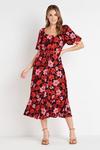 Wallis Black and Red Floral Square Neck Dress thumbnail 2