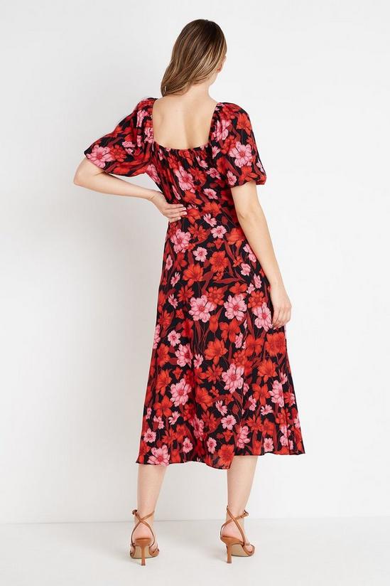 Wallis Black and Red Floral Square Neck Dress 3