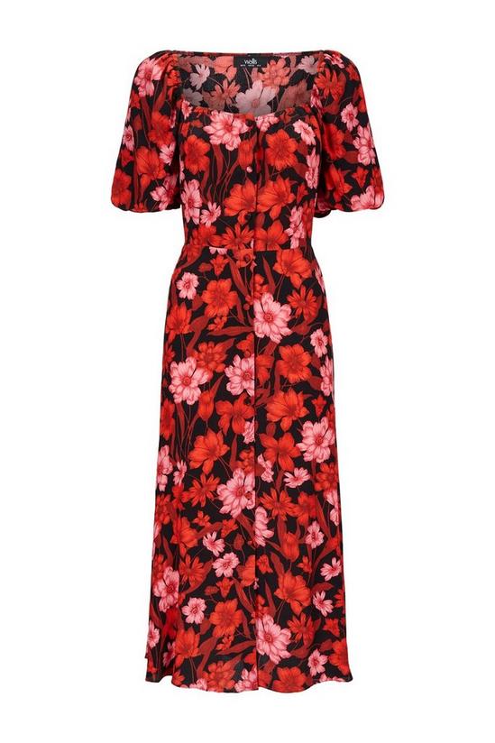 Wallis Black and Red Floral Square Neck Dress 5