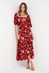 Wallis Tall Black and Red Floral Square Neck Dress thumbnail 2