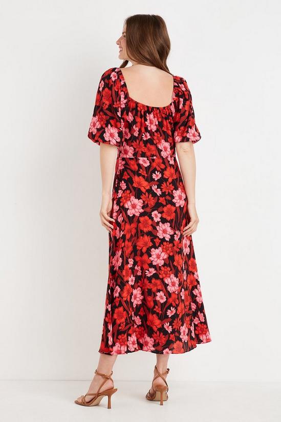 Wallis Tall Black and Red Floral Square Neck Dress 3