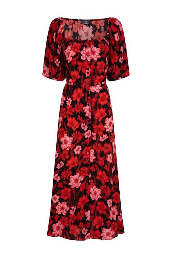 Wallis Tall Black and Red Floral Square Neck Dress 5