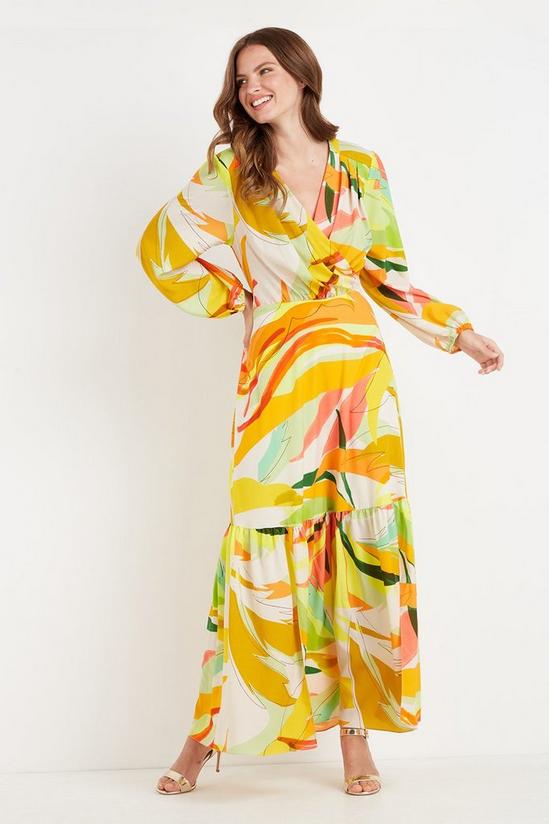 Wallis Tall Lime Abstract Tiered Maxi Dress 1