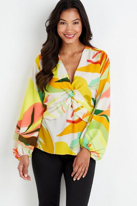 Wallis Lime Abstract Twist Front Top 1