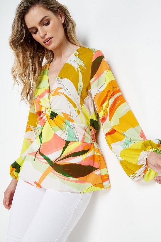Wallis Tall Lime Abstract Twist Front Top 1