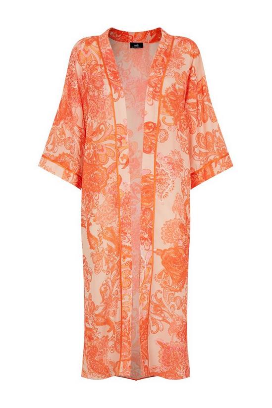 Wallis Orange Large Paisley Satin Kimono 5