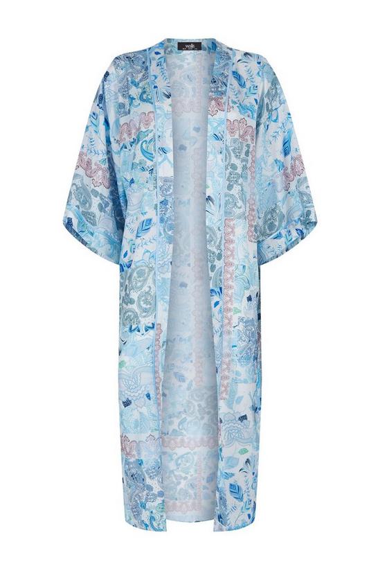 Wallis Blue Ornate Tile Print Satin Kimono 5