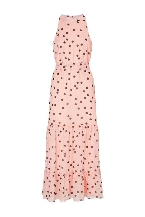 Wallis Pink Metallic Spot Tiered Maxi Dress 5